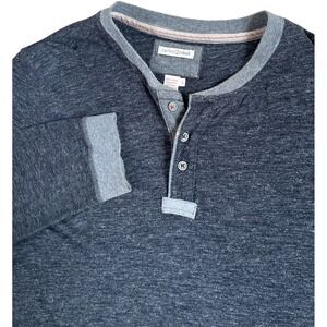 Carbon 2 Cobalt Mens Long Sleeve Henley Shirt Charcoal Grey Slub Cotton L 144225